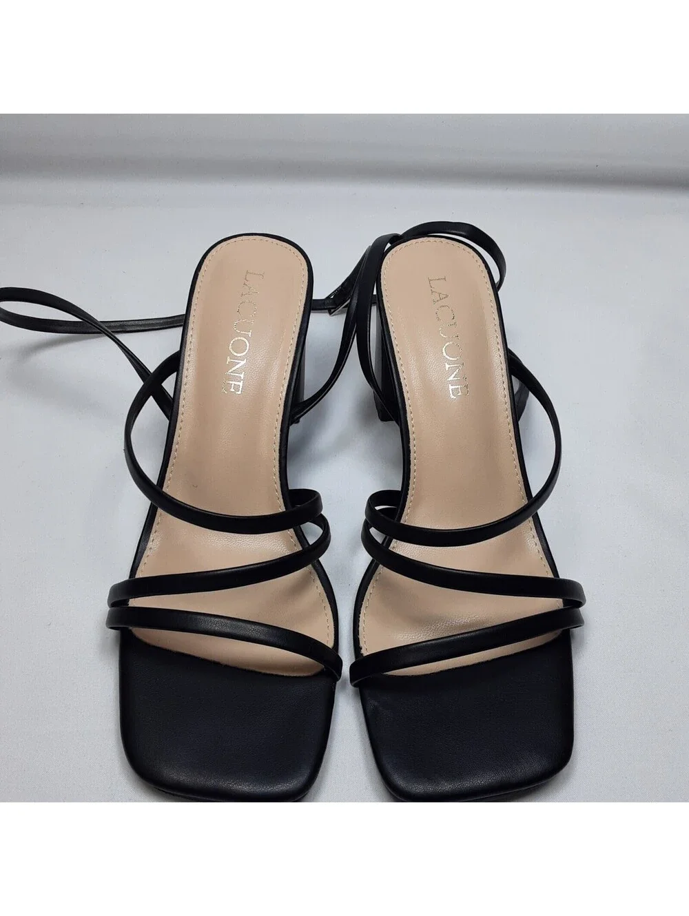 LACUONE - Strappy Heels - Women - Block - Square Toe - Size 6